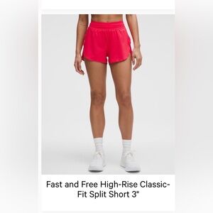 Fast and Free High-Rise Classic-
Fit Split Short 3" Red Glow XS